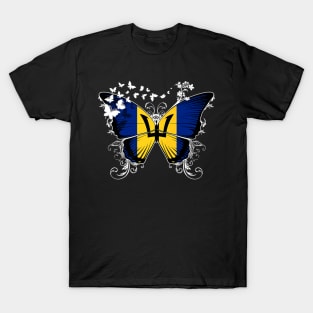 Barbados Flag Butterfly T-Shirt